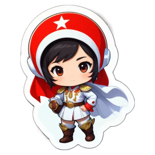 A girl wearing a cape and holding a sword is on a black and white background.
