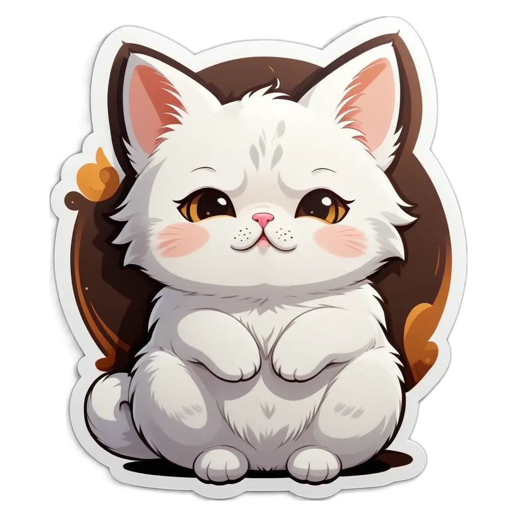 A white cat with yellow eyes and a pink nose.