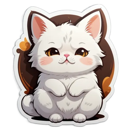 A white cat with yellow eyes and a pink nose.