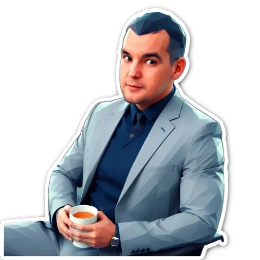 A man in a suit holding a cup.