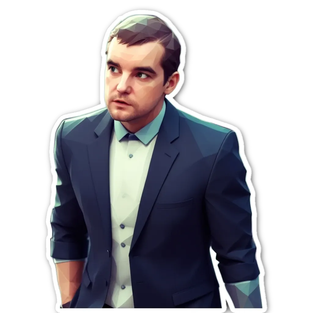 A geometric pattern of a man in a suit.