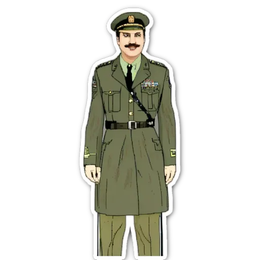 A green colored cartoon depiction of a military man.