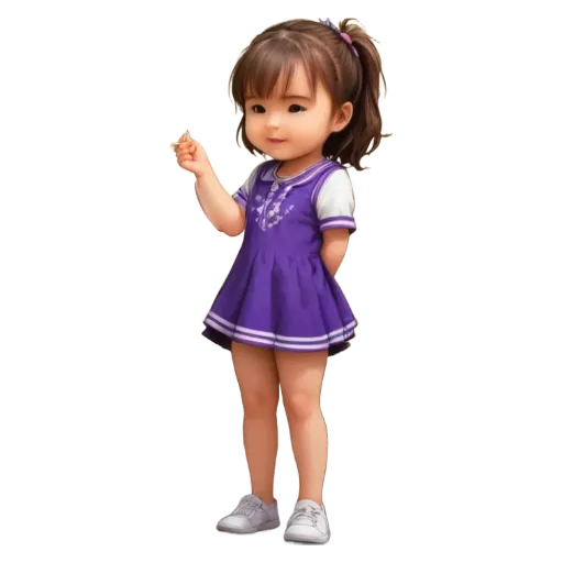 A picture of a little girl wearing a purple dress.