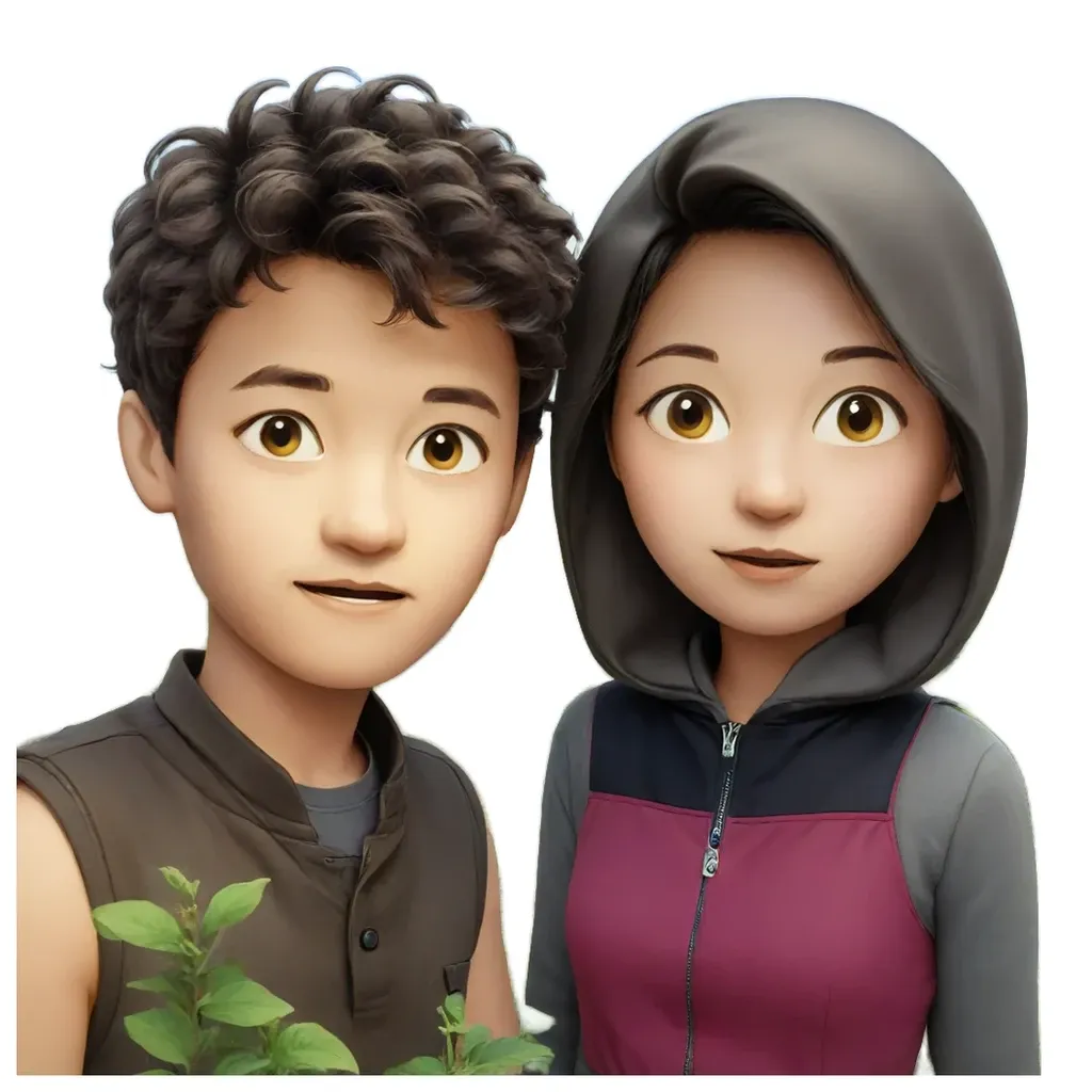 A boy and girl image generated by apple.