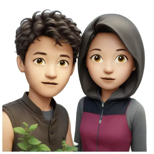 A boy and girl image generated by apple.