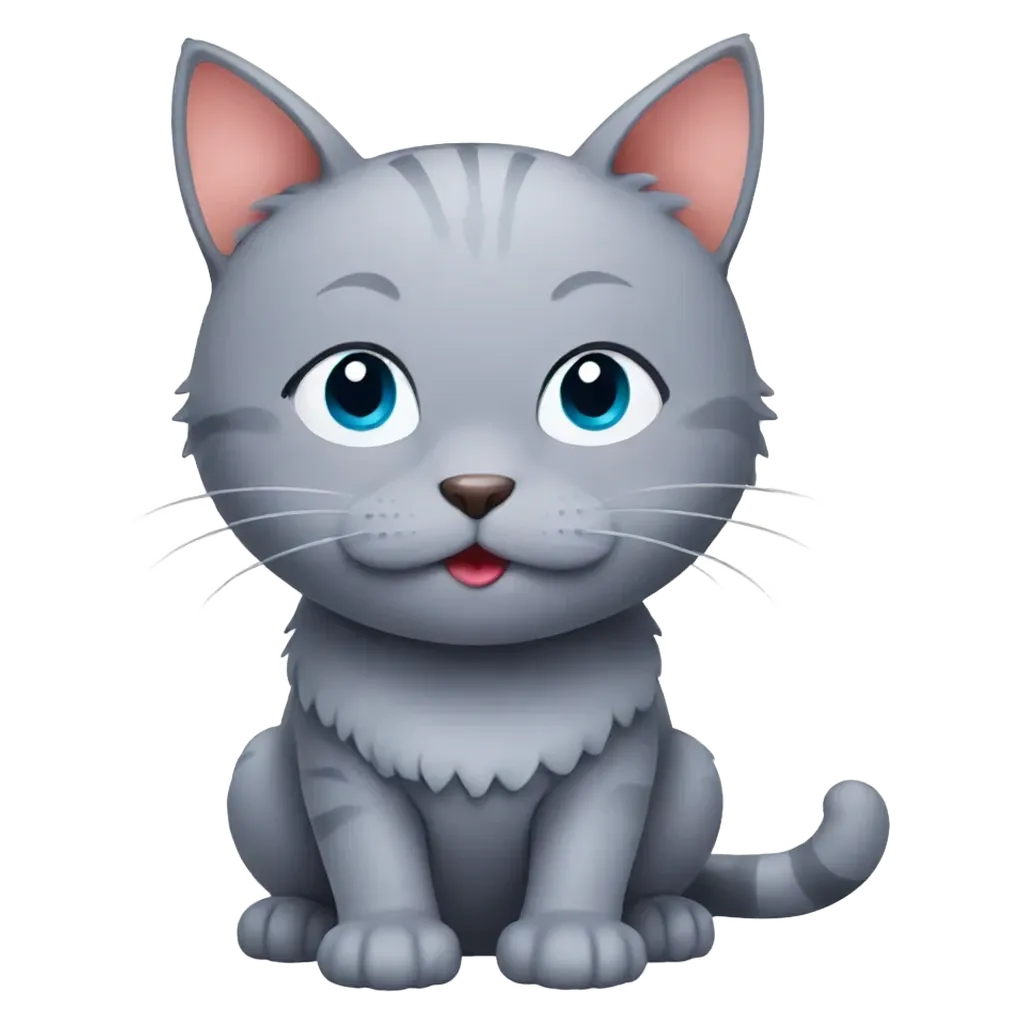 A gray cat with blue eyes is sitting on a black background.