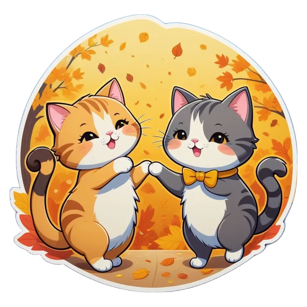Two cats in a circle with a fall theme.