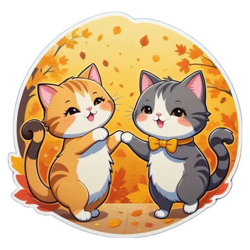 Two cats in a circle with a fall theme.