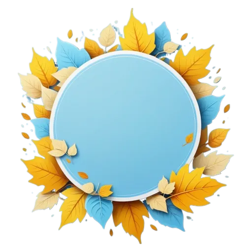A circle with a blue inside is in the center of a leafy background.
