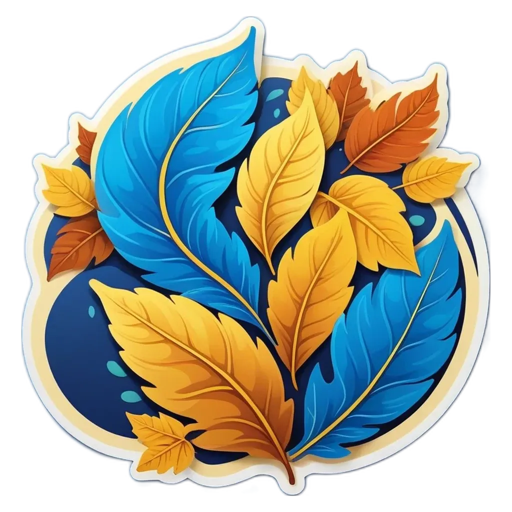 A leafy graphic is in the center of a black background.