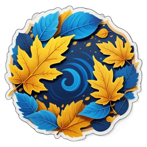 A colorful leafy design in black on a black background.