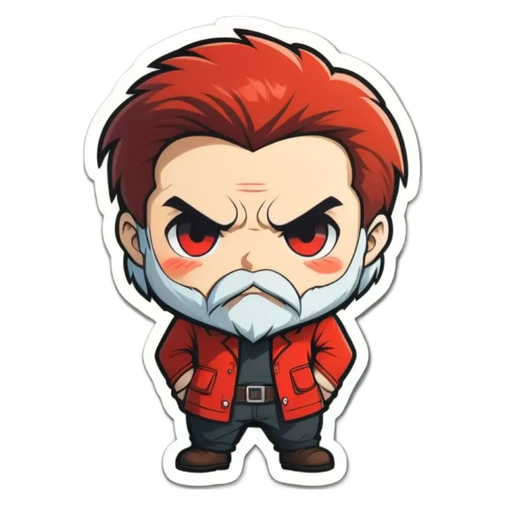 A cartoon character wearing a red jacket is standing with his hands on his hips.