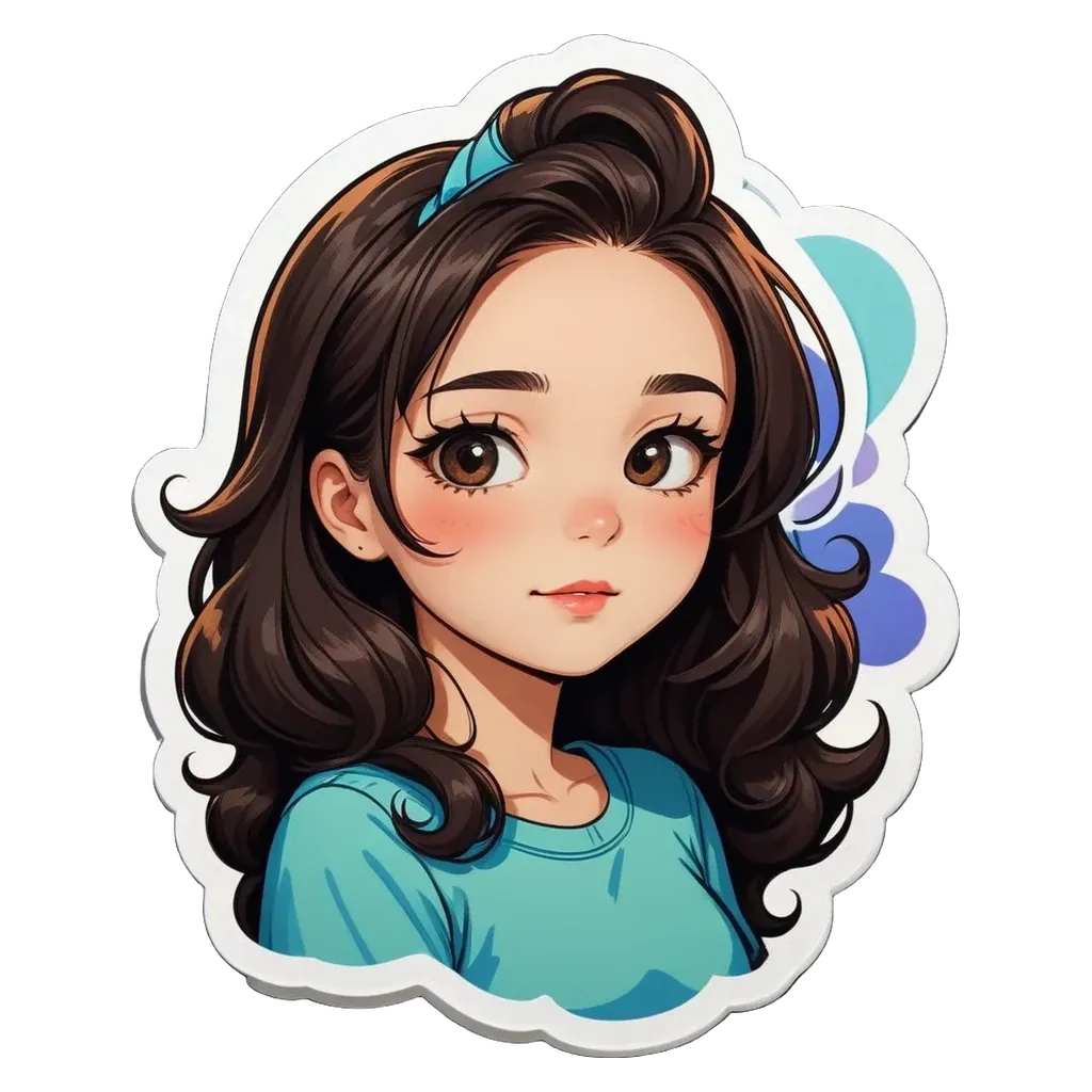 A girl with a blue shirt looking at the camera.