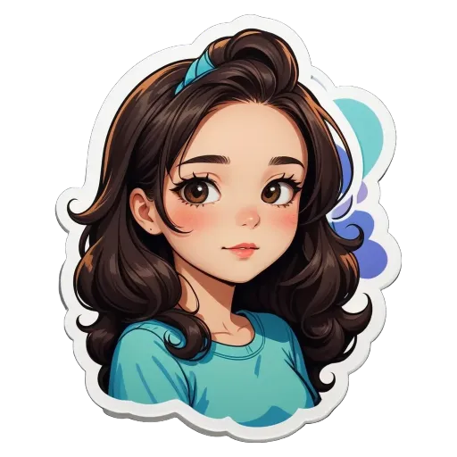 A girl with a blue shirt looking at the camera.