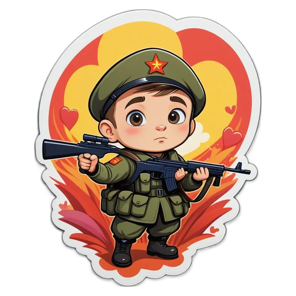 A boy with a gun that is on a black background.