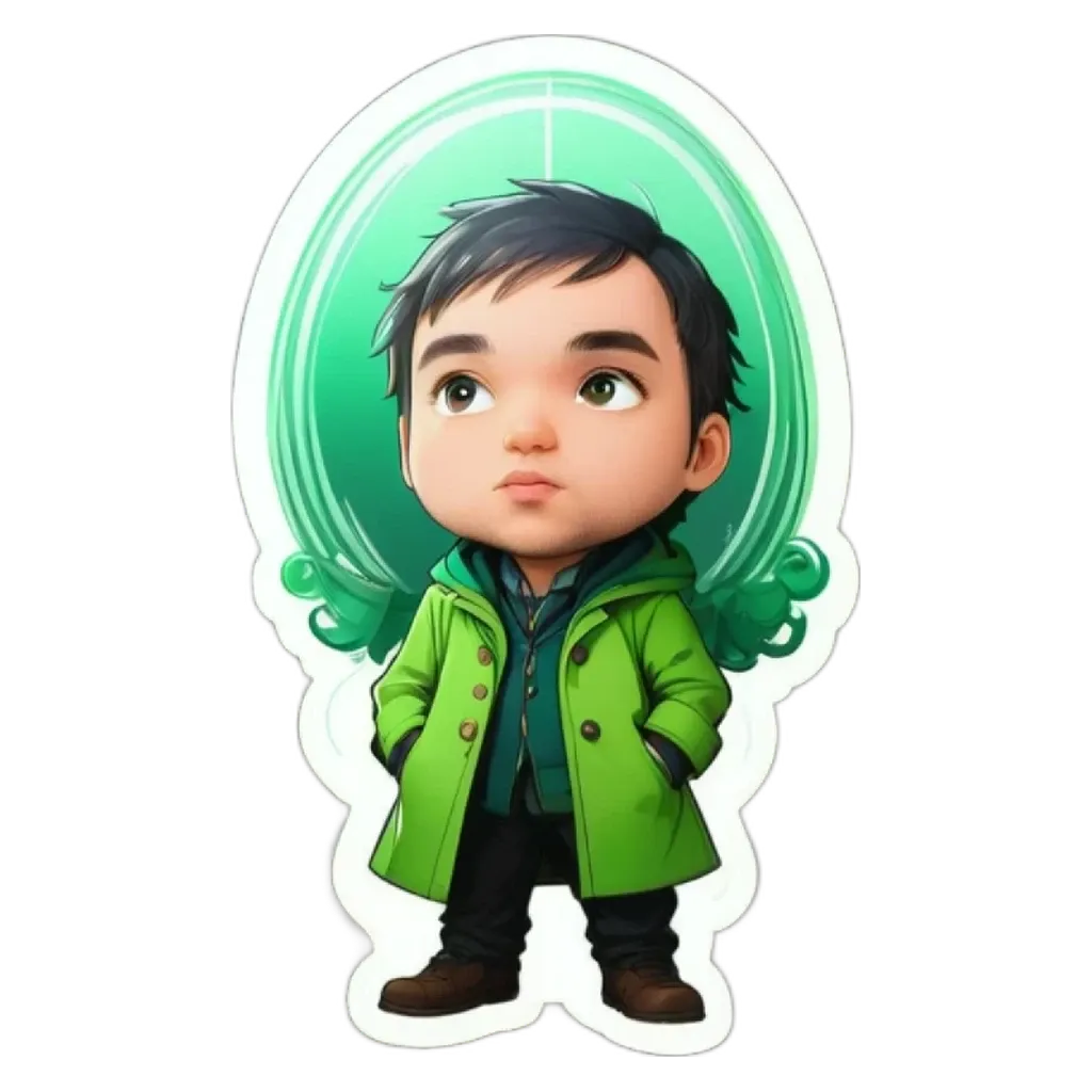 A boy is standing with his hands in his pockets and wearing a green coat.