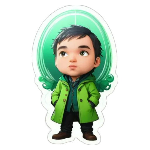A boy is standing with his hands in his pockets and wearing a green coat.