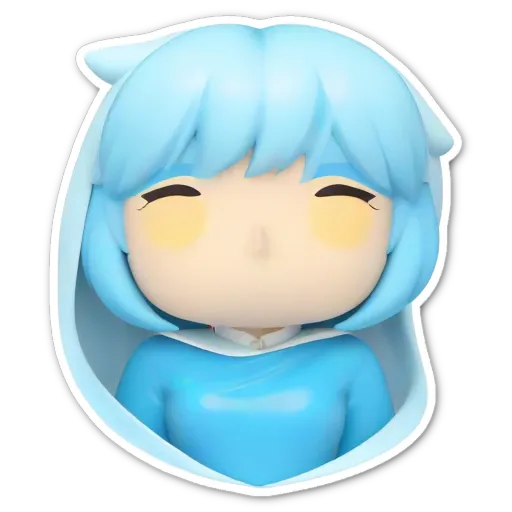 A blue colored face with yellow eyes is shown.