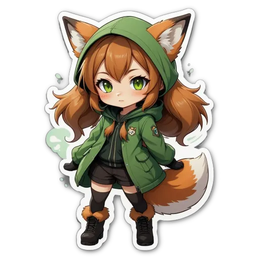 A girl in a fox costume is looking at the camera.