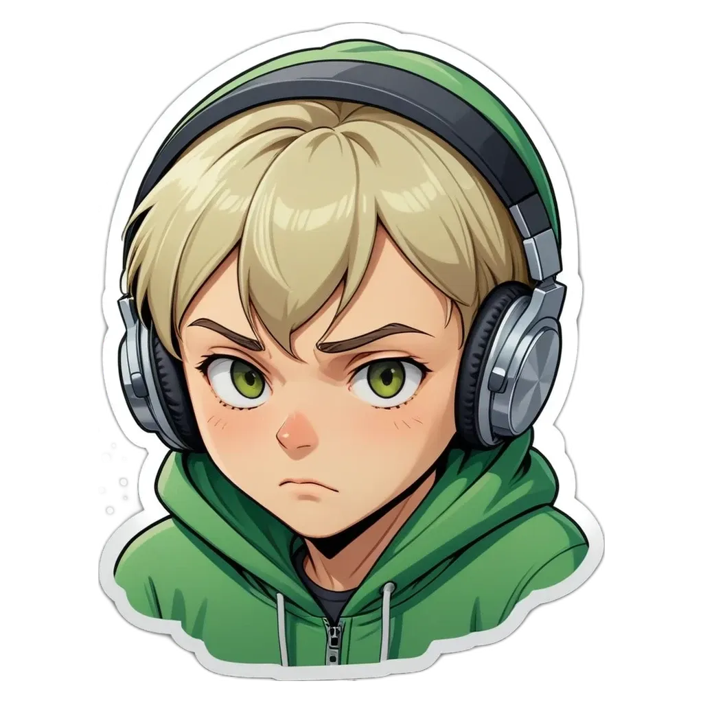 A boy with headphones on his head.