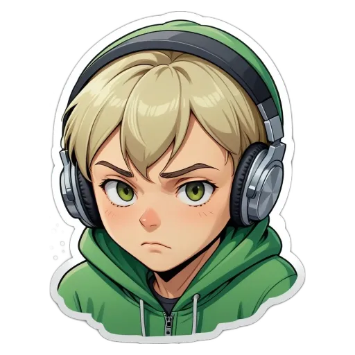A boy with headphones on his head.