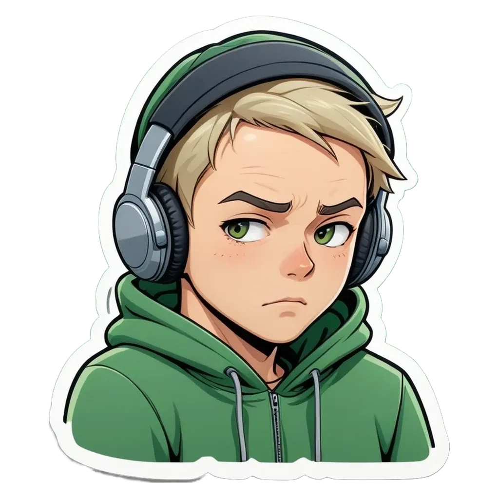 A boy with headphones on his head.