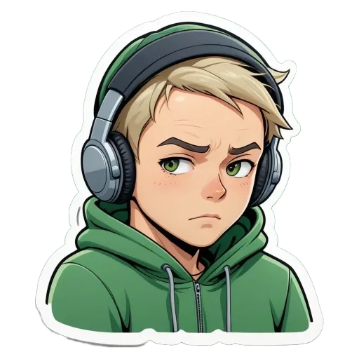 A boy with headphones on his head.
