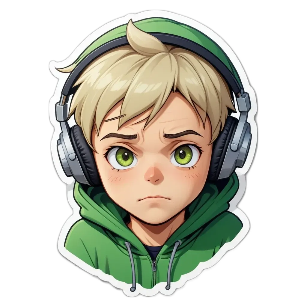A boy with headphones on his head.