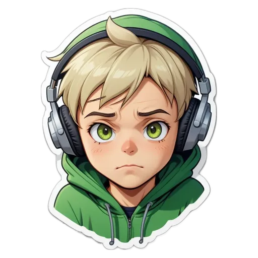 A boy with headphones on his head.