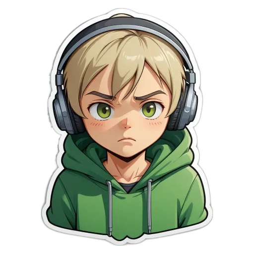 A boy with headphones on his head.