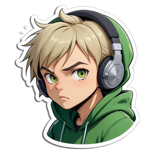 A boy with headphones on his head.