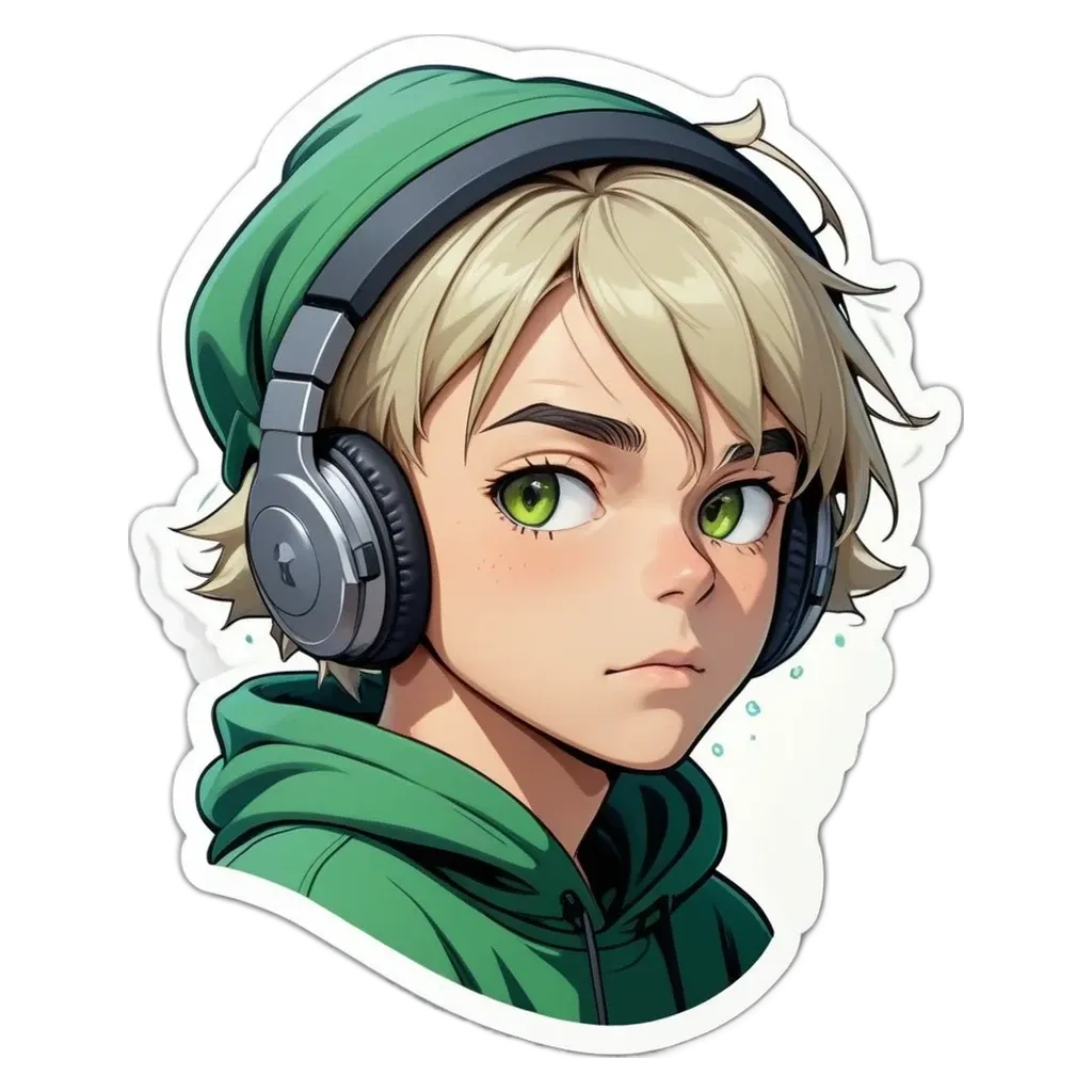 A boy with headphones on his head.