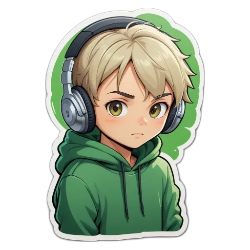 A boy with headphones on his head.