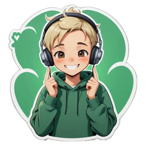 A boy with headphones on his head.