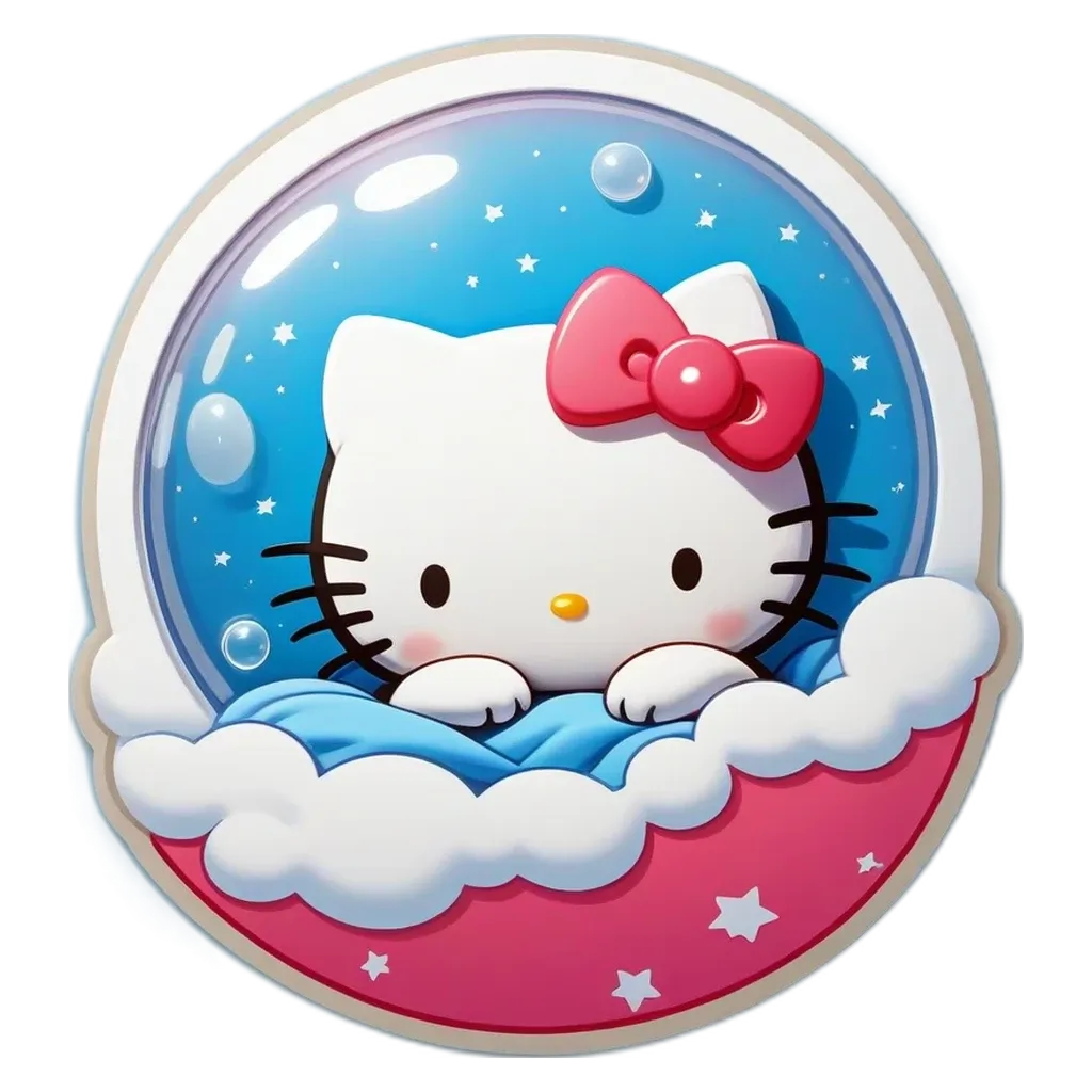 A Hello Kitty bubble that is in the clouds.