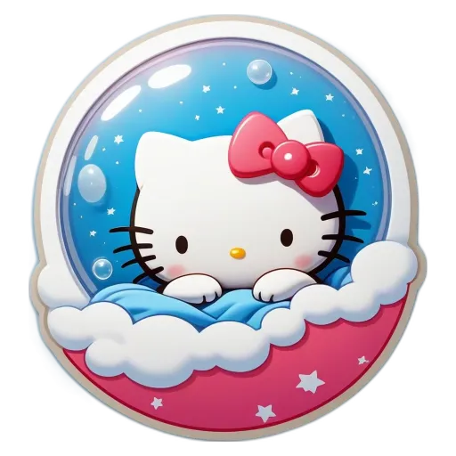 A Hello Kitty bubble that is in the clouds.