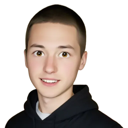 A boy with a black hoodie is smiling.