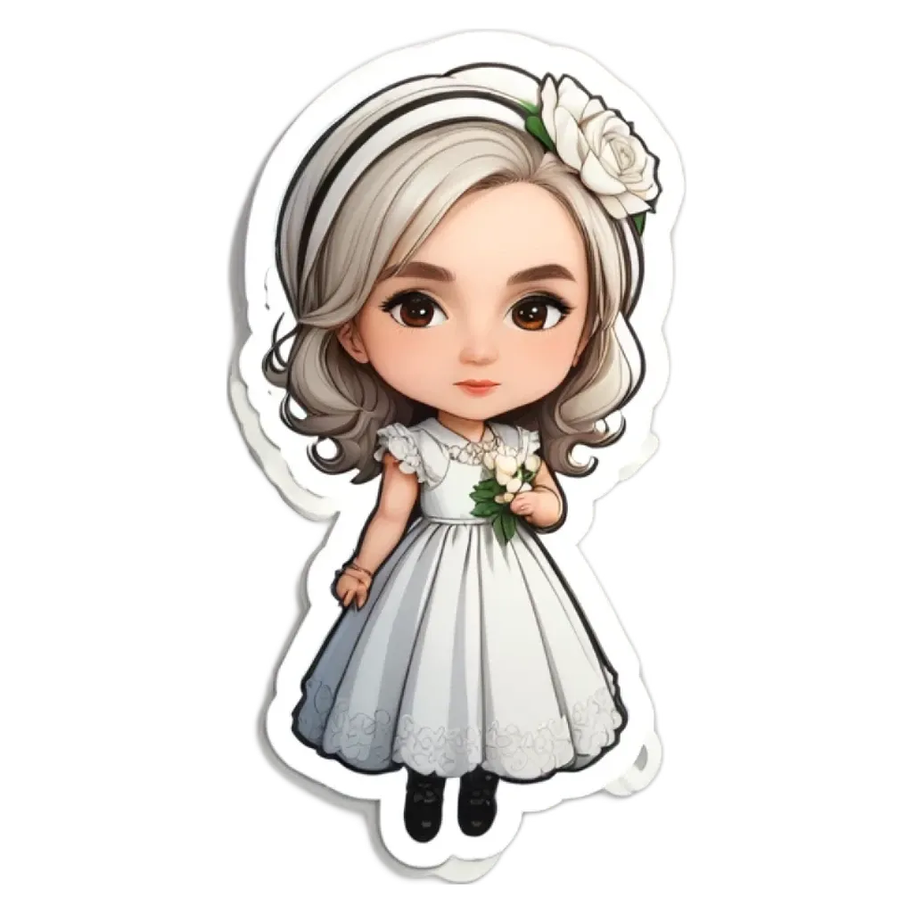 A white girl wearing a wedding dress.