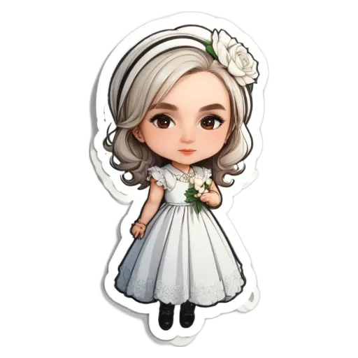 A white girl wearing a wedding dress.