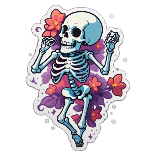 A skeleton with flowers is not just a skeleton, it is a skeleton with flowers.