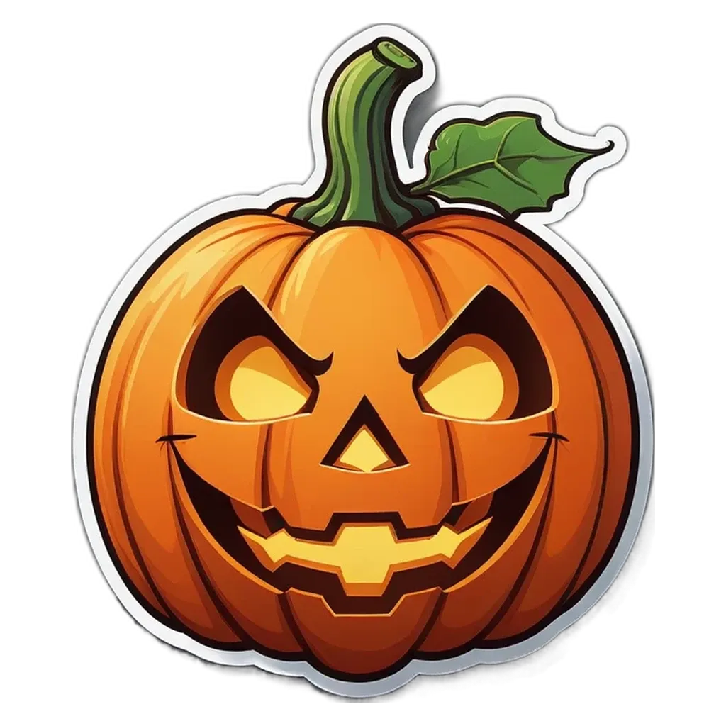 A cartoon picture of a pumpkin that has a smiley face and is scared.