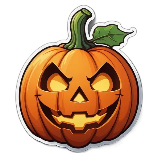 A cartoon picture of a pumpkin that has a smiley face and is scared.