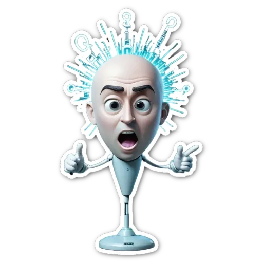 A character that is completely white with blue in the sky.