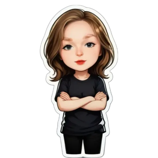 A girl is standing with her arms crossed and wearing a black shirt.