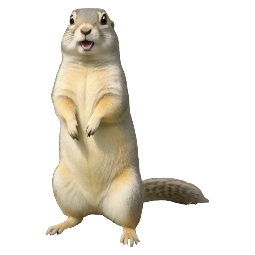 A squirrel standing on a black and white background.