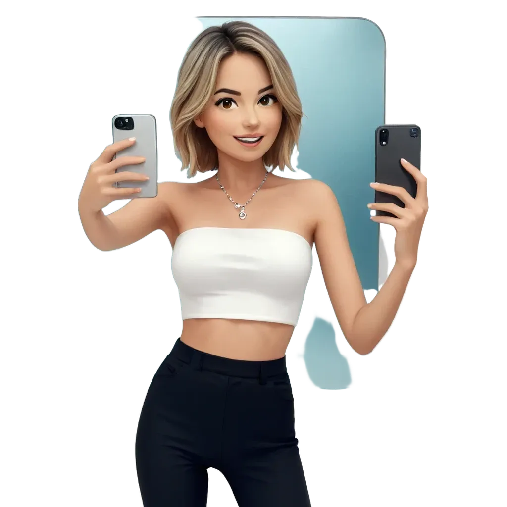 A girl taking a picture of herself with her phone.