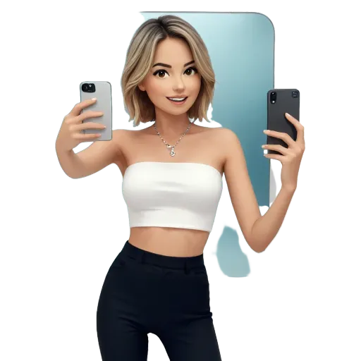 A girl taking a picture of herself with her phone.