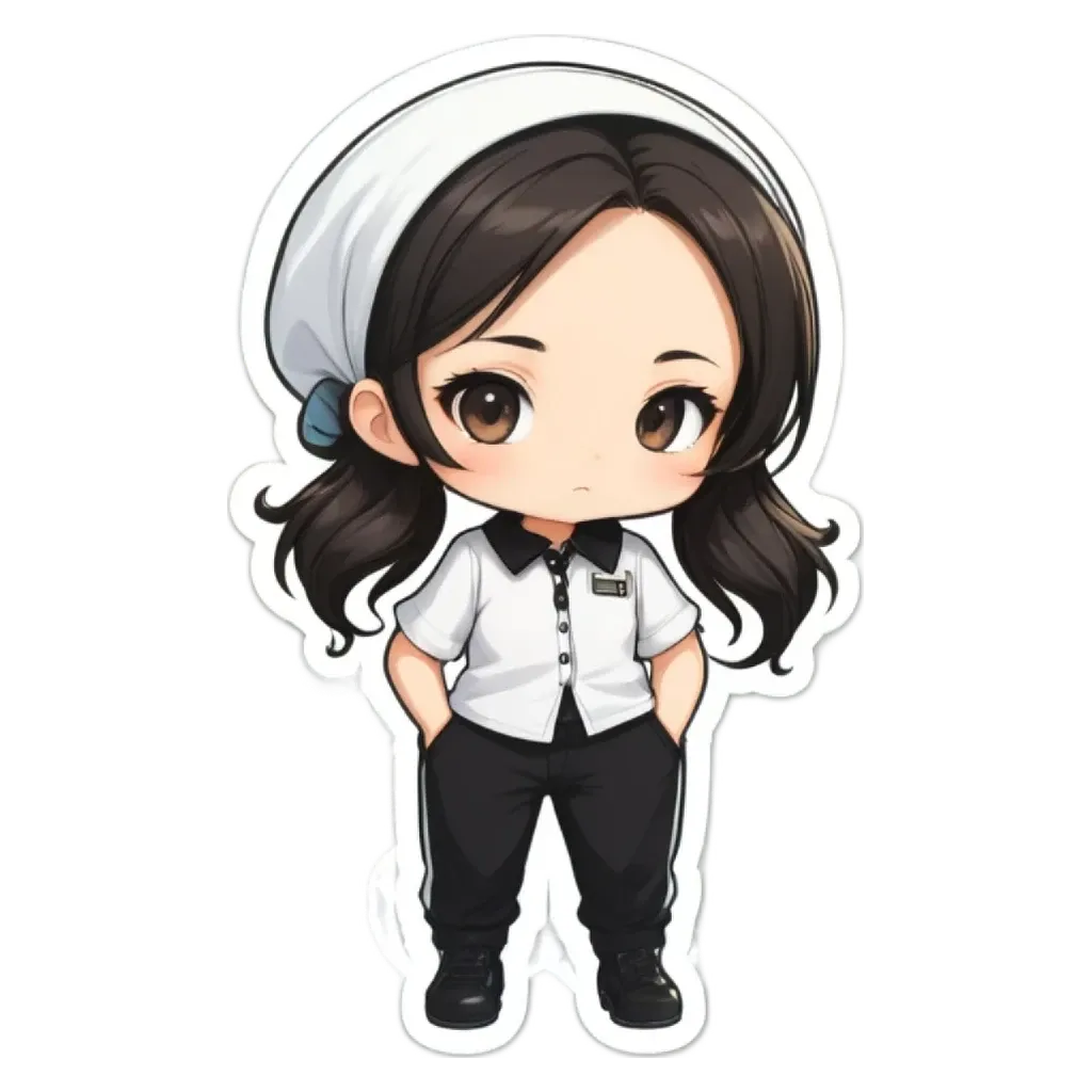 A girl is standing with her hands in her pockets and wearing a white shirt.