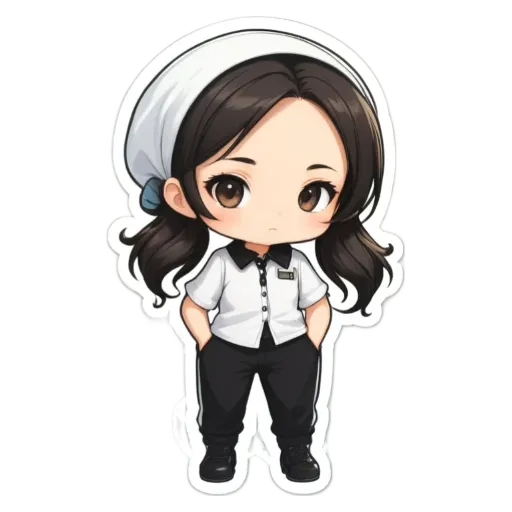 A girl is standing with her hands in her pockets and wearing a white shirt.