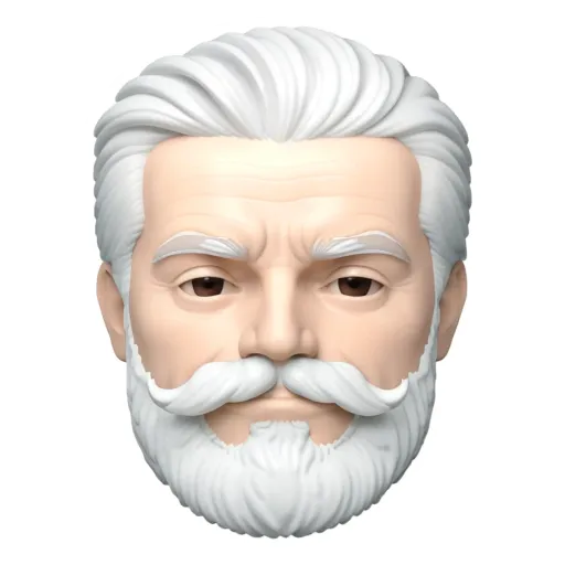 A sticker of an old man with a beard and mustache.